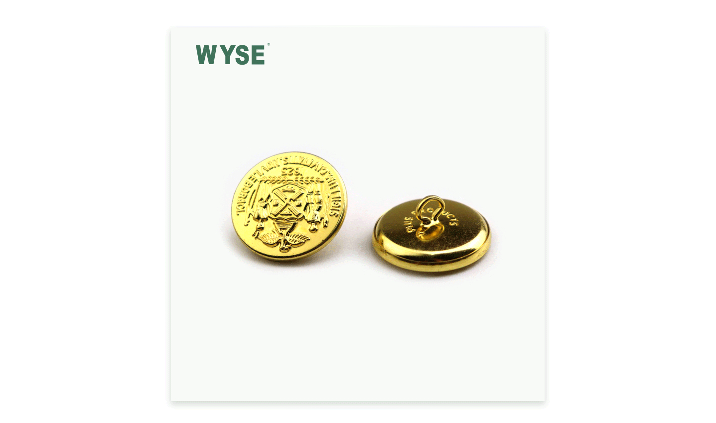 gold finish embossed logo brass shank button