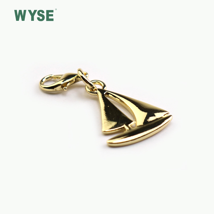 Alloy personalized zipper puller custom sailboat shape gold zipper pulls with lobster clasp