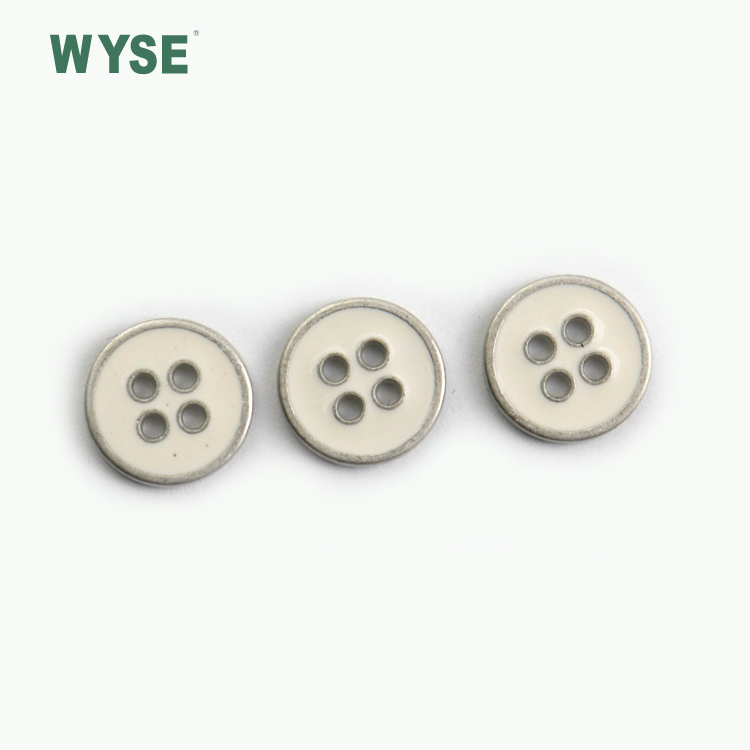New style epoxy white color alloy sewing four holes button