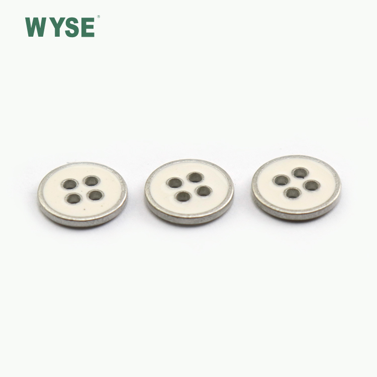 New style epoxy white color alloy sewing four holes button