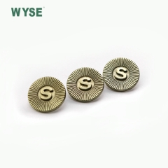 Custom logo anti brass coat embossed Zinc Alloy metal sewing garment shank buttons