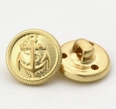 fashionable customized made Metal Plated Gold finish Brass Shank Button