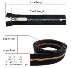 Customized 3#5#8# metal zipper front middle opening closed end circle head silver tooth zipper for clothing bags
