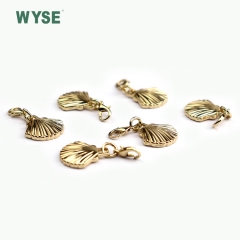 Decorative novelty metal zipper pulls custom design gold color fan shape zipper puller with lobster Clasp