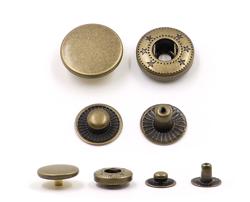 WYSE Wholesale OEM baby snaps button logo design round press studs brass custom metal snap buttons for clothes Jackets Jeans Bag