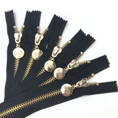 #3#5 Custom Brass Teeth zip Open-end/Close-end Metal Zipper for Clothing Bags Shoe