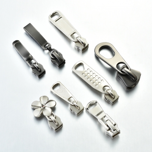 WYSE Wholesale Metal Zipper Puller Slider CUSTOM Logo Bag Zipper Head Puller Custom Metal Zipper Pull