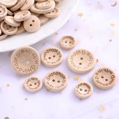2 Holes Natural Wooden Buttons for Clothes Decorative Button Diy Handmade 2 Eyelets Bottons Sewing Accessories