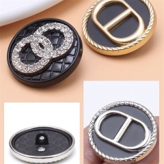 Fashion Decorative Buttons for Clothing Golden Rhinestone Metal Buttons for Sewing Black Vintage Jacket Buttons