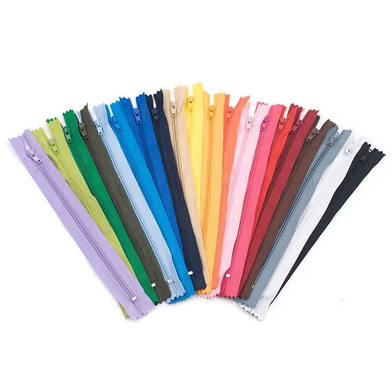 Pack of 10 Nylon Coil Zipper 4"-24" (10 cm-60 cm), Suitable for Tailor Crafts, Sewing Clothes Zipper (20 colors)