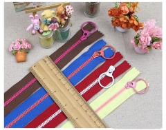 Resin Contrast Colorful Teeth Ring Cycle Slider Puller Zipper Bag Purse Craft DIY Accessories